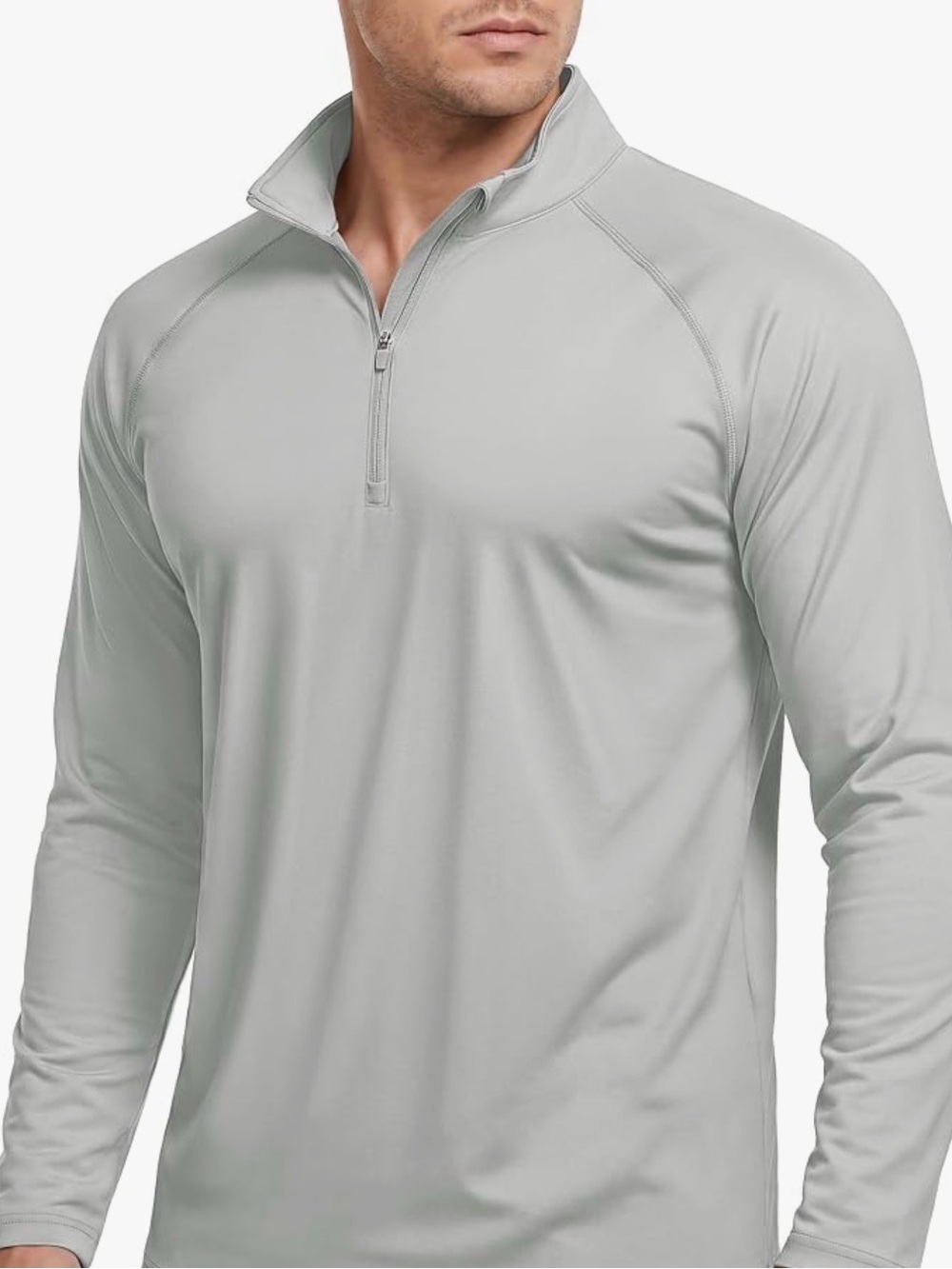 Amazon Men's Long-Sleeve Half-Zip Performance Shirt - Light Gray